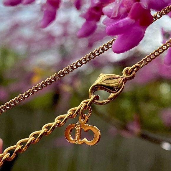 AUTHENTIC vintage gold tone Christian Dior necklace with crystals - Picture 8 of 10